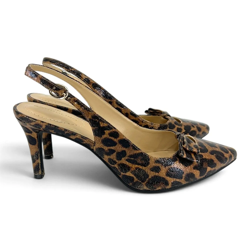 Bandolino Gelli3 Women’s 8M Leopard Print Slingback Kitten Heel Pumps